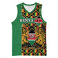 Kenya Basketball Jersey - Kente Pattern, Coat Of Arms Design LT15