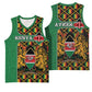 Kenya Basketball Jersey - Kente Pattern, Coat Of Arms Design - African Pride