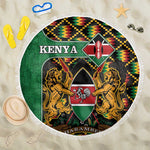 Kenya Beach Blanket - Kente Pattern, Coat Of Arms Design