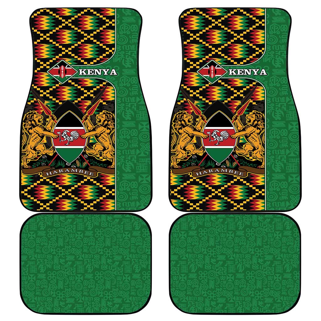 Kenya Car Mats - Kente Pattern, Coat Of Arms Design