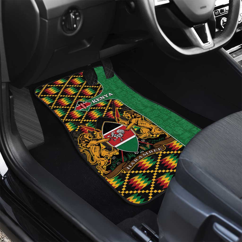 Kenya Car Mats - Kente Pattern, Coat Of Arms Design