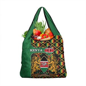 Kenya Grocery Bag - Kente Pattern, Coat Of Arms Design