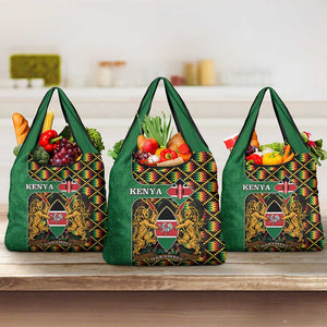 Kenya Grocery Bag - Kente Pattern, Coat Of Arms Design