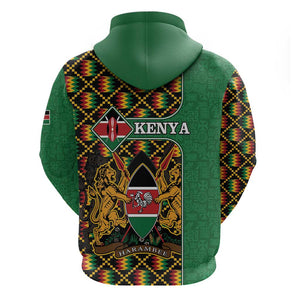 Kenya Hoodie - Kente Pattern, Coat Of Arms Design