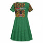 Kenya Kid Short Sleeve Dress - Kente Pattern, Coat Of Arms Design
