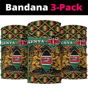 Kenya Neck Gaiter - Kente Pattern, Coat Of Arms Design LT15