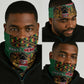 Kenya Neck Gaiter - Kente Pattern, Coat Of Arms Design LT15