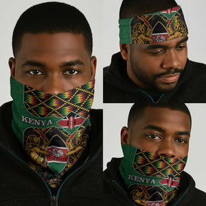 Kenya Neck Gaiter - Kente Pattern, Coat Of Arms Design LT15