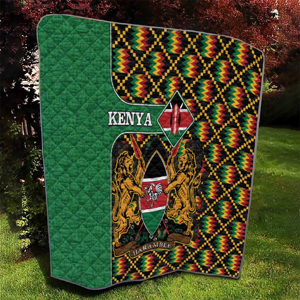 Kenya Quilt - Kente Pattern, Coat Of Arms Design