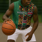 Kenya Sleeveless Zip Hoodie - Kente Pattern, Coat Of Arms Design - African Pride