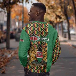 Kenya Sweatshirt - Kente Pattern, Coat Of Arms Design