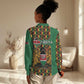 Kenya Women Casual Shirt - Kente Pattern, Coat Of Arms Design LT15