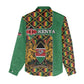 Kenya Women Casual Shirt - Kente Pattern, Coat Of Arms Design LT15
