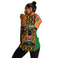 Kenya Women Racerback Tank - Kente Pattern, Coat Of Arms Design
