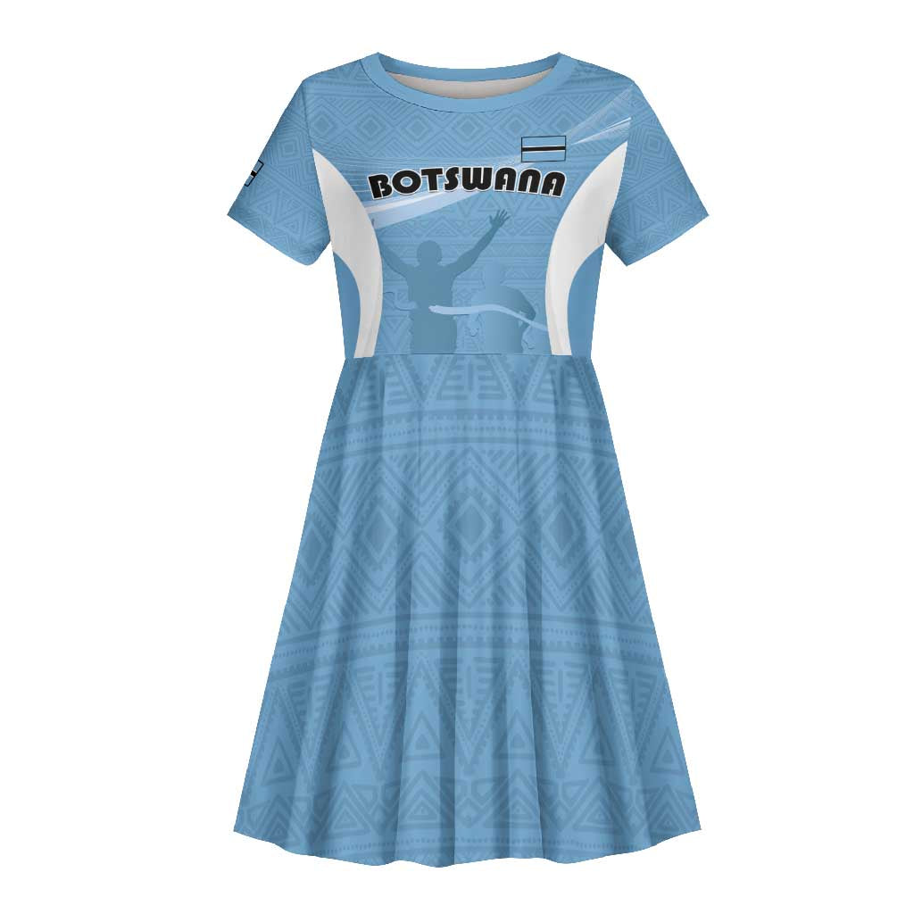 Personalized Botswana Athletics Kid Short Sleeve Dress Go Champions - African Pride