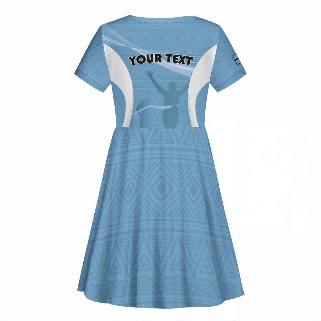 Personalized Botswana Athletics Kid Short Sleeve Dress Go Champions - African Pride