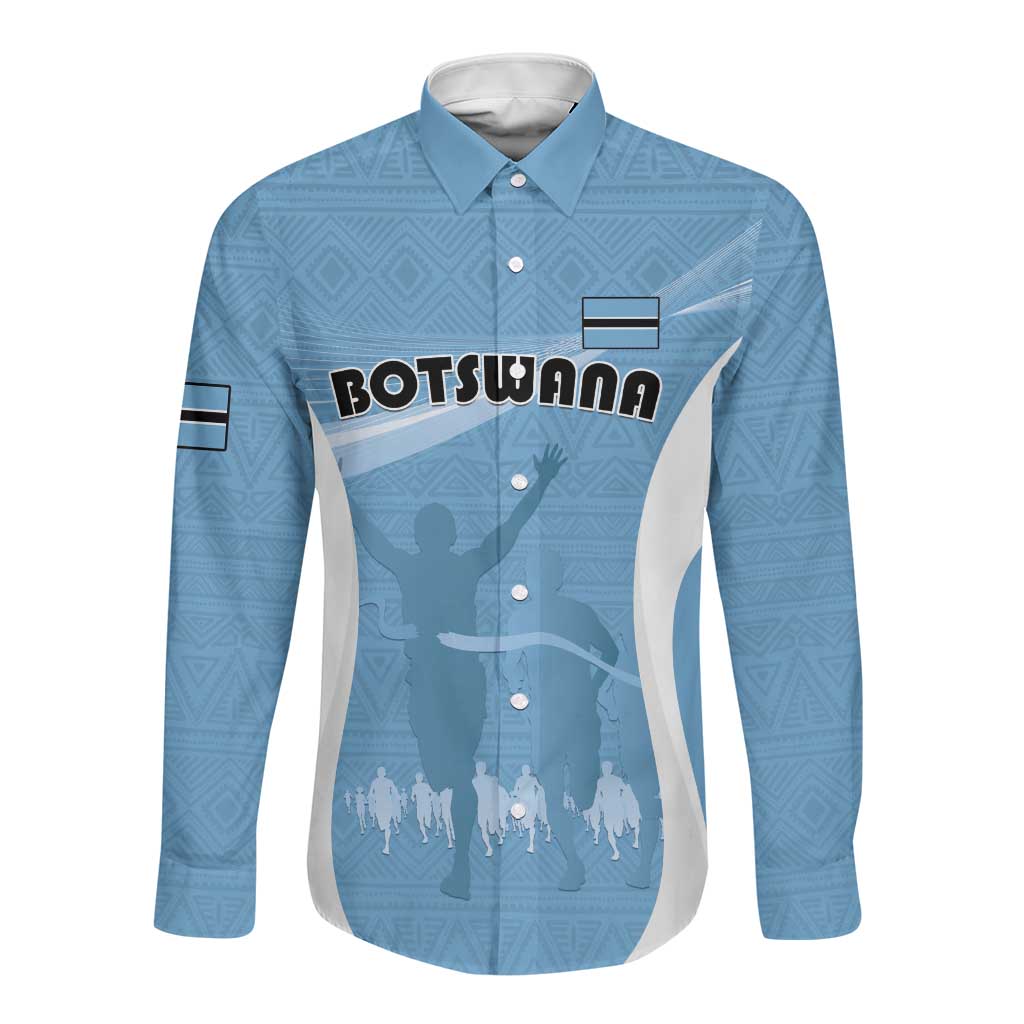 Personalized Botswana Athletics Long Sleeve Button Shirt Go Champions - African Pride