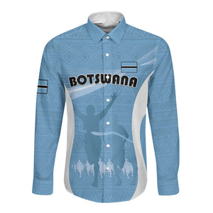 Personalized Botswana Athletics Long Sleeve Button Shirt Go Champions - African Pride
