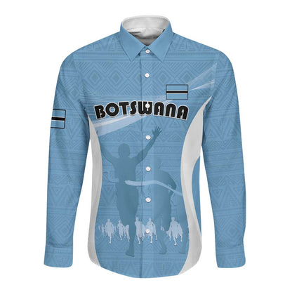 Personalized Botswana Athletics Long Sleeve Button Shirt Go Champions - African Pride