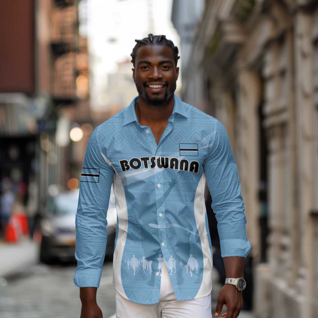 Personalized Botswana Athletics Long Sleeve Button Shirt Go Champions - African Pride