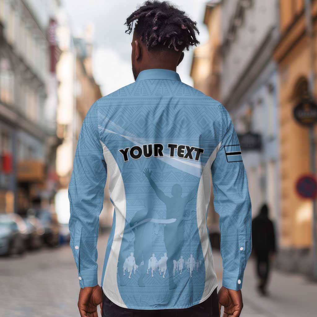 Personalized Botswana Athletics Long Sleeve Button Shirt Go Champions - African Pride