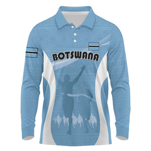 Personalized Botswana Athletics Long Sleeve Polo Shirt Go Champions - African Pride
