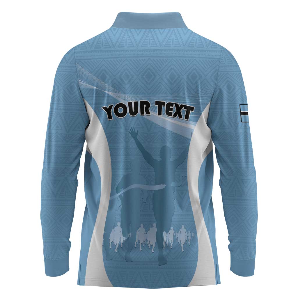 Personalized Botswana Athletics Long Sleeve Polo Shirt Go Champions - African Pride