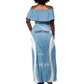 Personalized Botswana Athletics Off Shoulder Maxi Dress Go Champions - African Pride