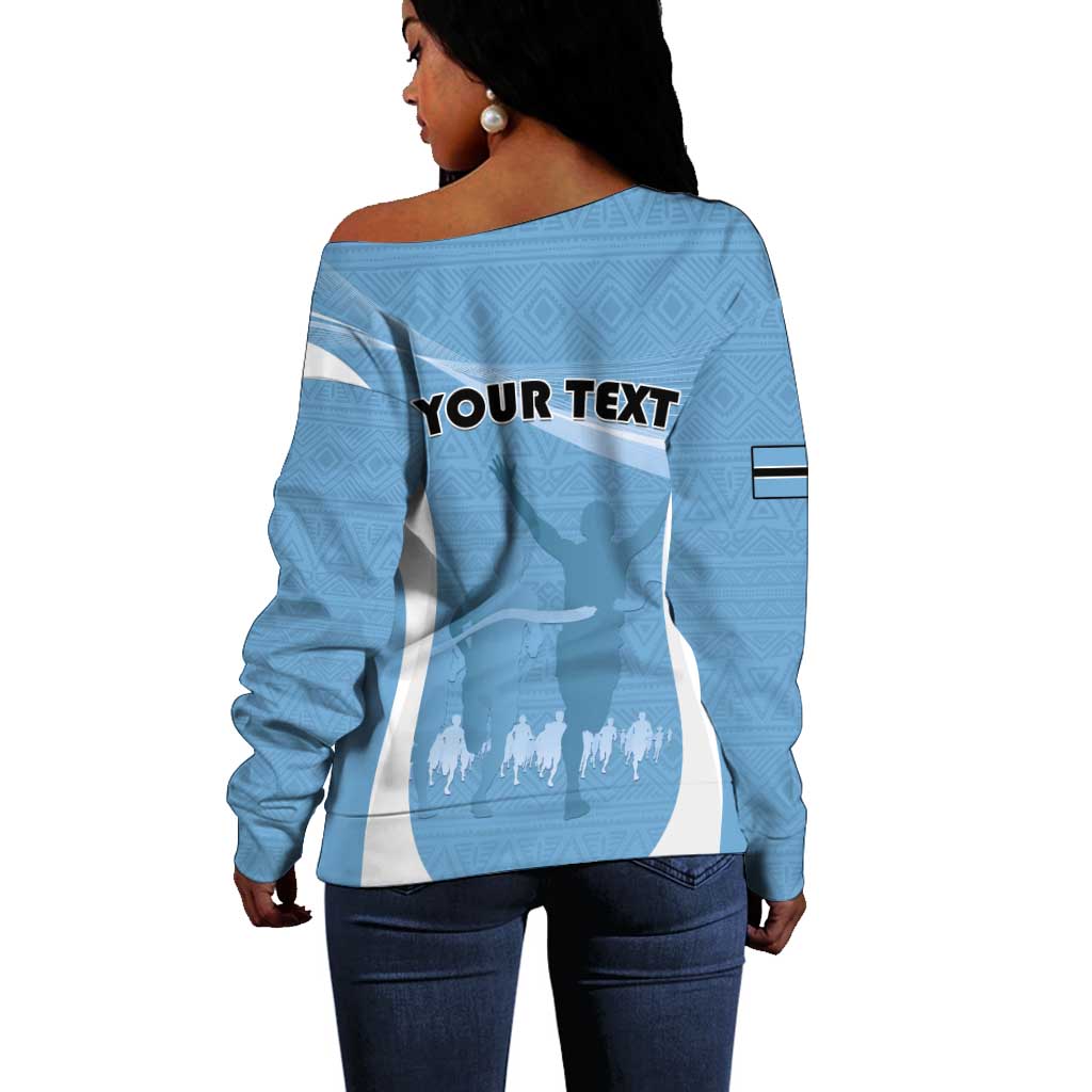 Personalized Botswana Athletics Off Shoulder Sweater Go Champions - African Pride