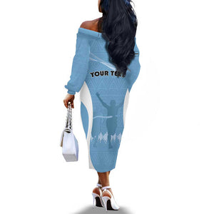Personalized Botswana Athletics Off The Shoulder Long Sleeve Dress Go Champions - African Pride
