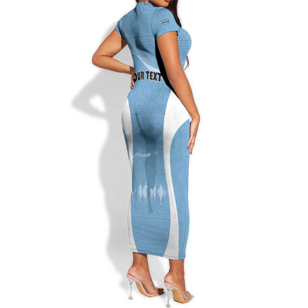 Personalized Botswana Athletics Short Sleeve Bodycon Dress Go Champions - African Pride