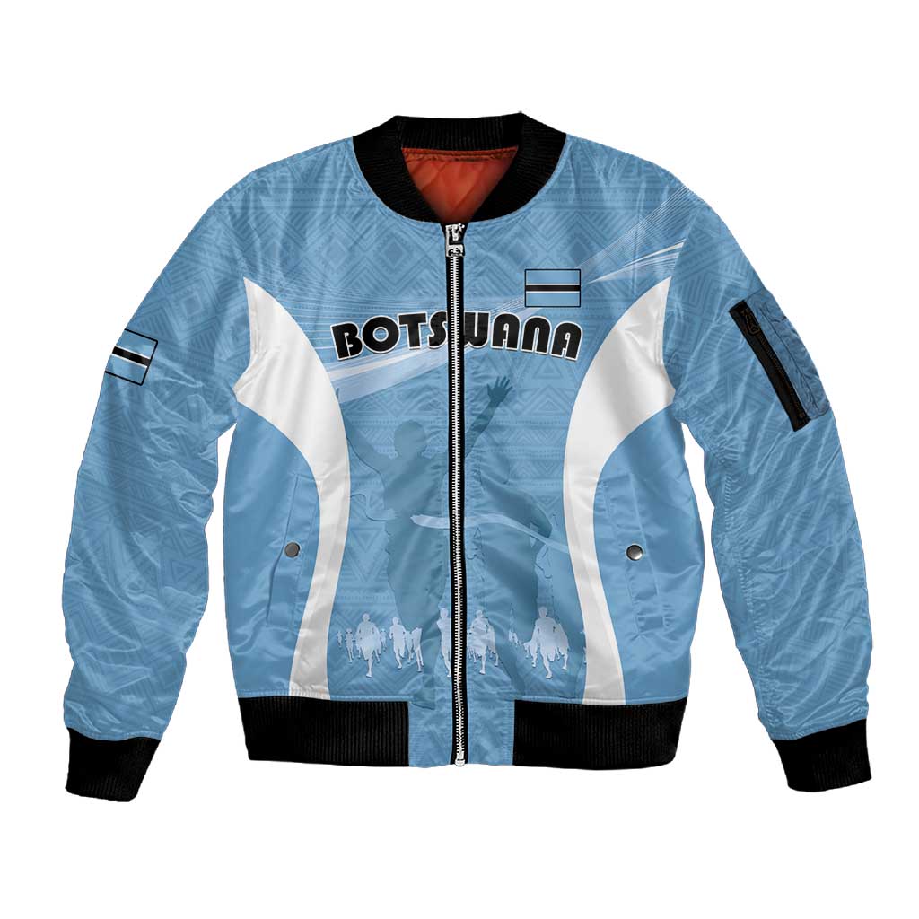 Personalized Botswana Athletics Sleeve Zip Bomber Jacket Go Champions - African Pride