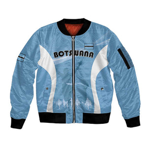 Personalized Botswana Athletics Sleeve Zip Bomber Jacket Go Champions - African Pride