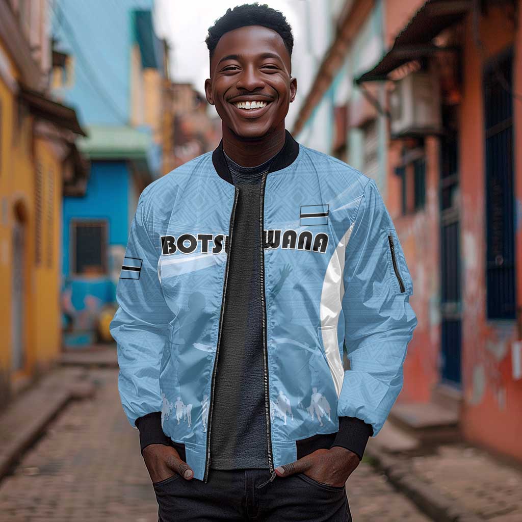 Personalized Botswana Athletics Sleeve Zip Bomber Jacket Go Champions - African Pride