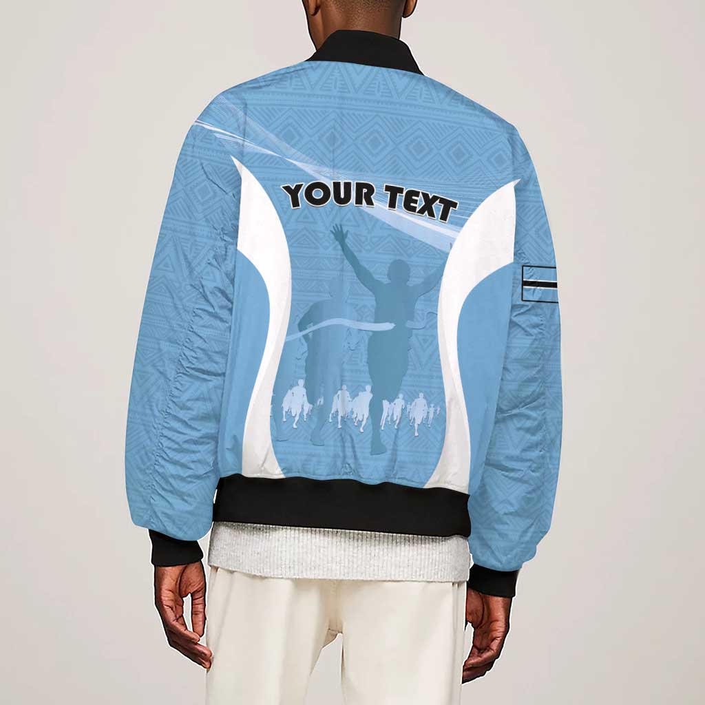 Personalized Botswana Athletics Sleeve Zip Bomber Jacket Go Champions - African Pride