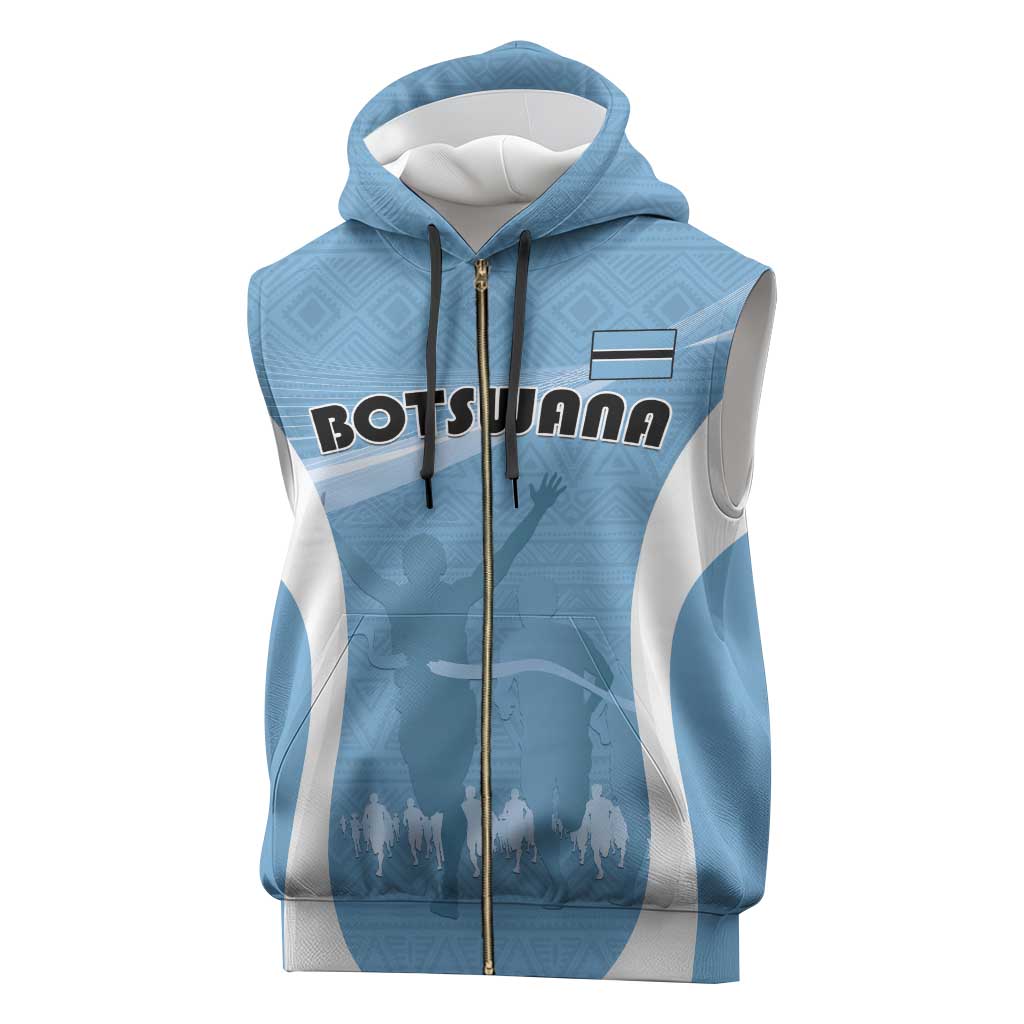 Personalized Botswana Athletics Sleeveless Zip Hoodie Go Champions - African Pride