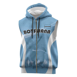 Personalized Botswana Athletics Sleeveless Zip Hoodie Go Champions - African Pride