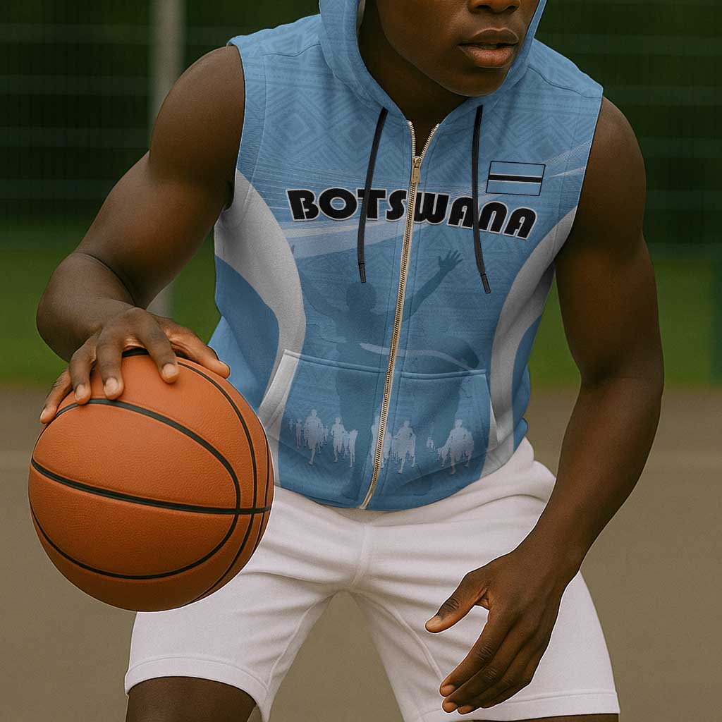 Personalized Botswana Athletics Sleeveless Zip Hoodie Go Champions - African Pride