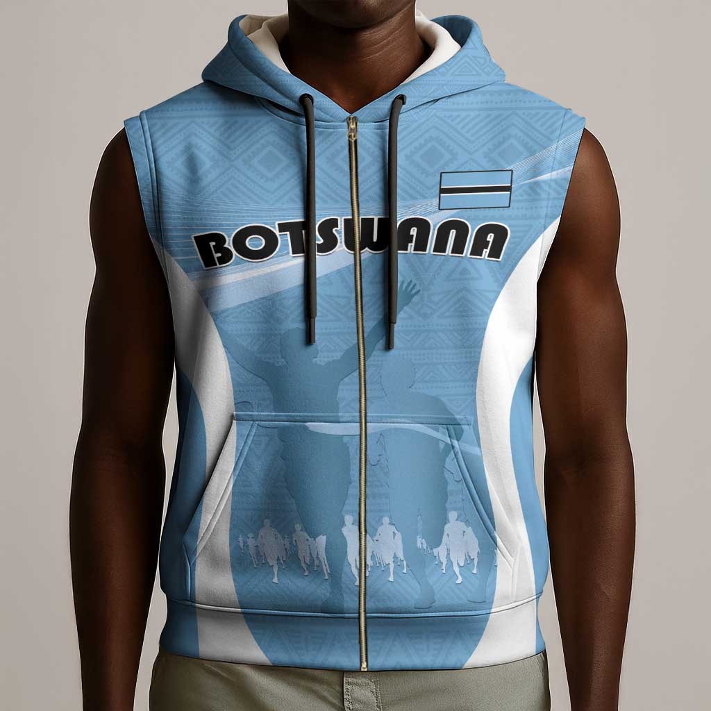 Personalized Botswana Athletics Sleeveless Zip Hoodie Go Champions - African Pride