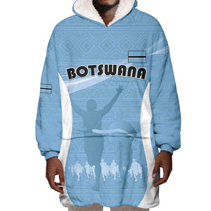 Personalized Botswana Athletics Wearable Blanket Hoodie Go Champions - African Pride