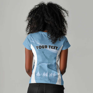 Personalized Botswana Athletics Women V-Neck T-Shirt Go Champions - African Pride