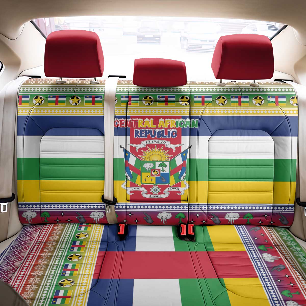 Afro Christmas in Central African Republic Back Car Seat Cover Merry Christmas - African Pride