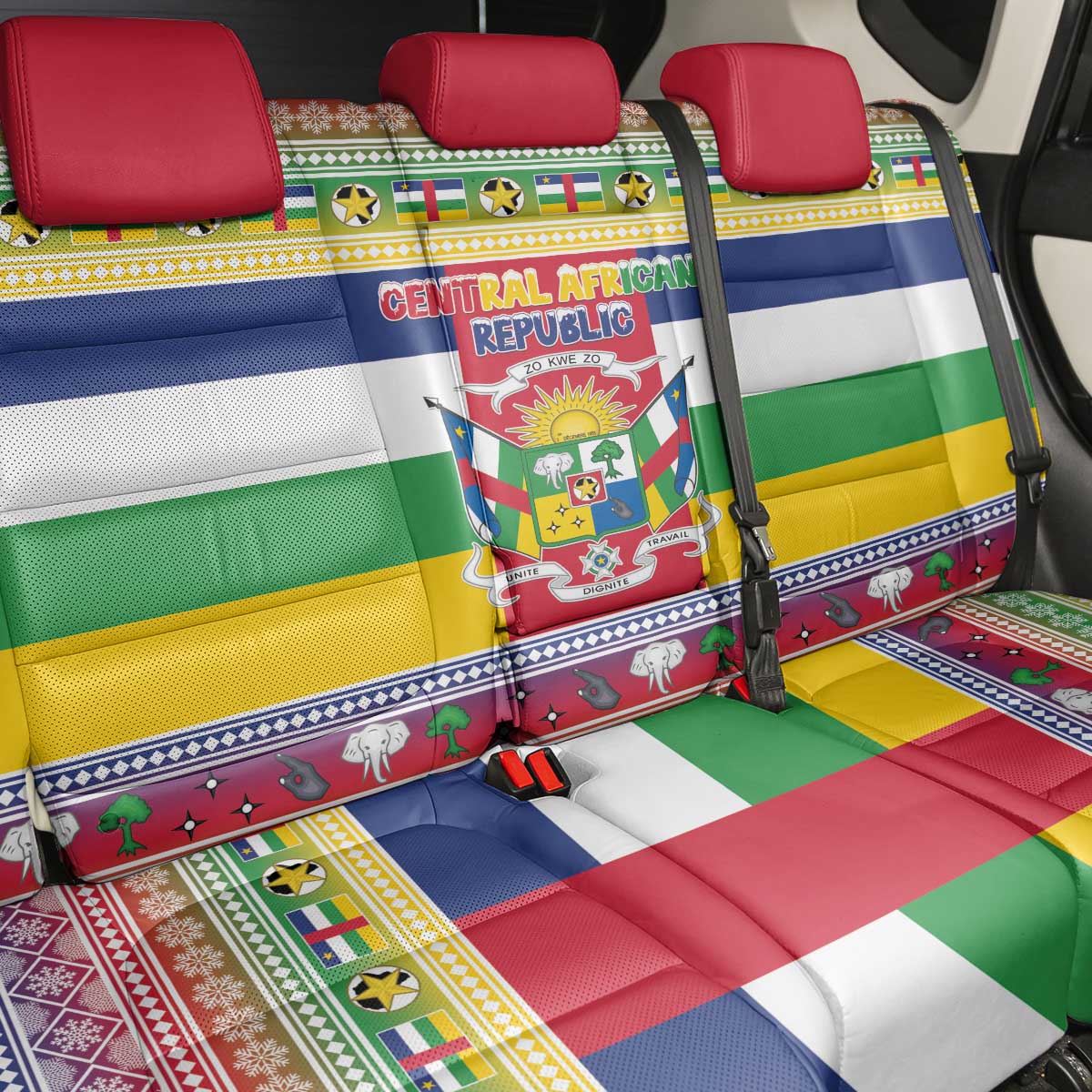 Afro Christmas in Central African Republic Back Car Seat Cover Merry Christmas - African Pride