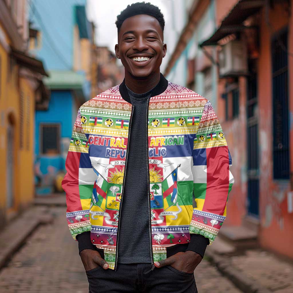 Afro Christmas in Central African Republic Bomber Jacket Merry Christmas - African Pride