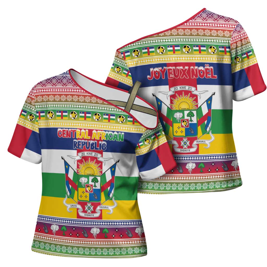 Central African Republic Christmas Cross Shoulder Shirt Joyeux Noel