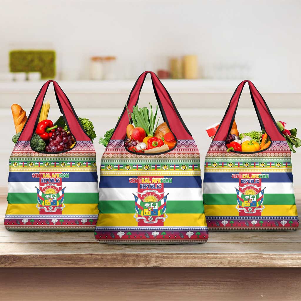 Afro Christmas in Central African Republic Grocery Bag Merry Christmas - African Pride