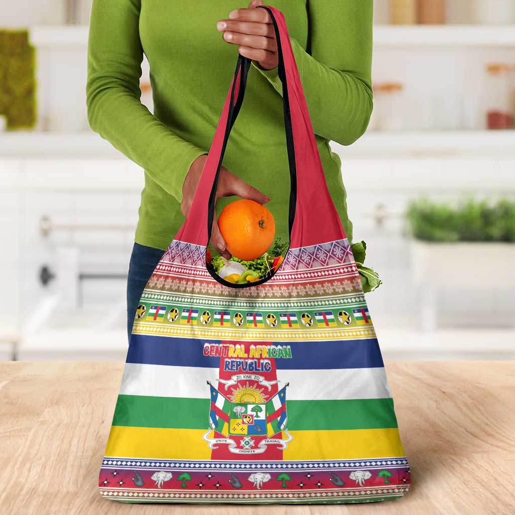 Afro Christmas in Central African Republic Grocery Bag Merry Christmas - African Pride