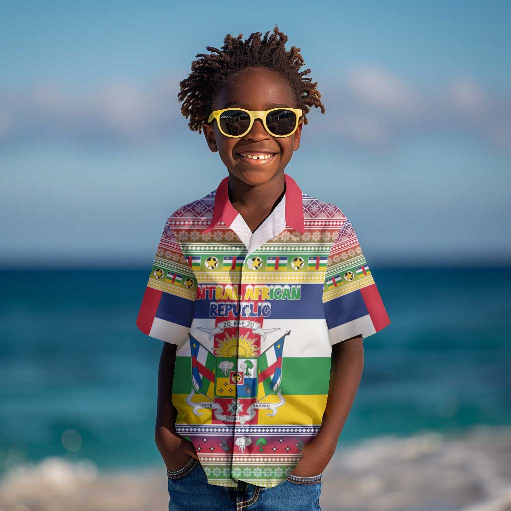 Afro Christmas in Central African Republic Kid Hawaiian Shirt Merry Christmas - African Pride