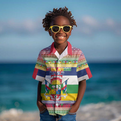 Afro Christmas in Central African Republic Kid Hawaiian Shirt Merry Christmas - African Pride
