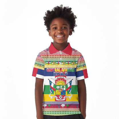 Afro Christmas in Central African Republic Kid Polo Shirt Merry Christmas - African Pride